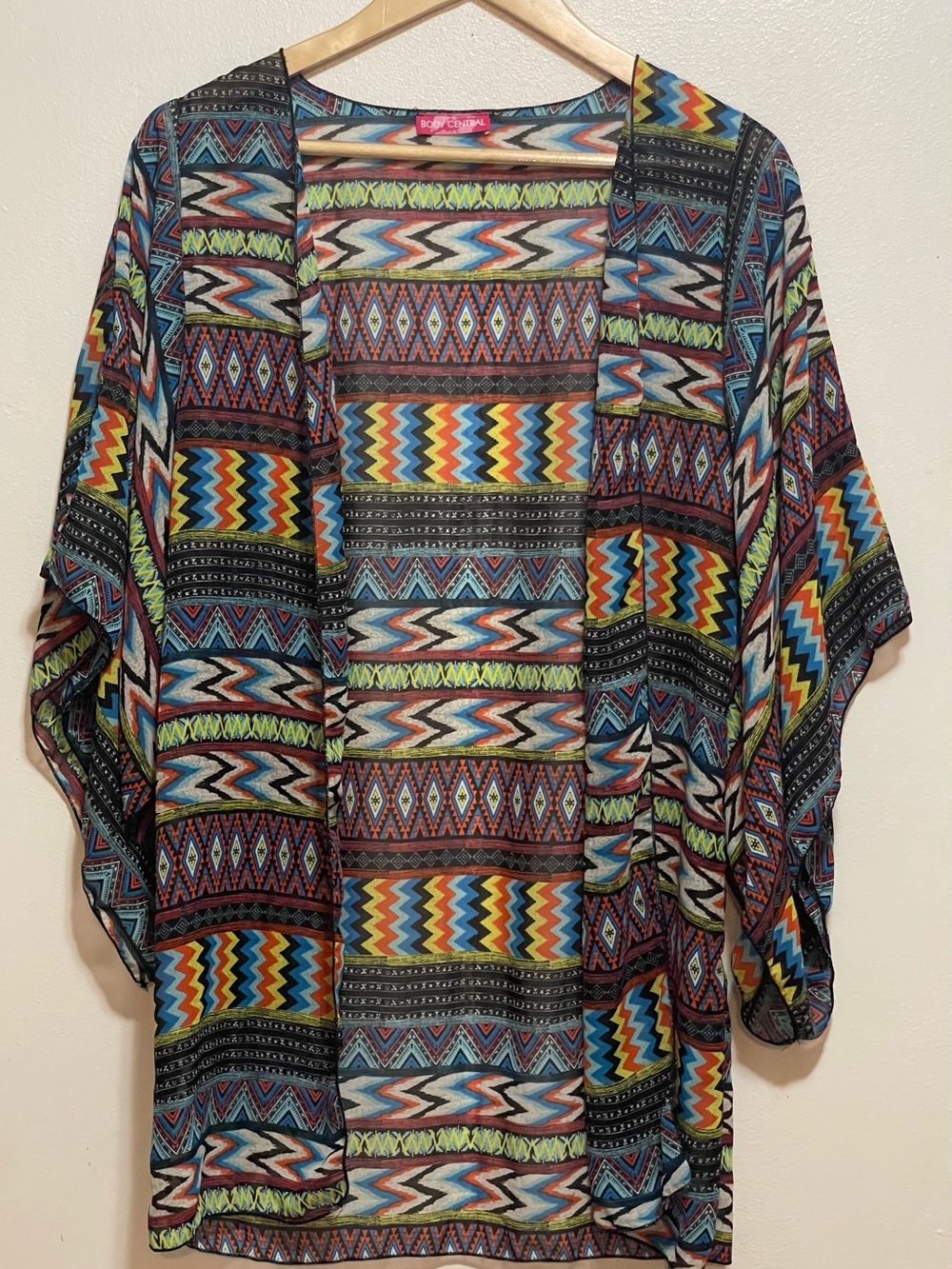 Body Central Multicolor Aztec Open kimono